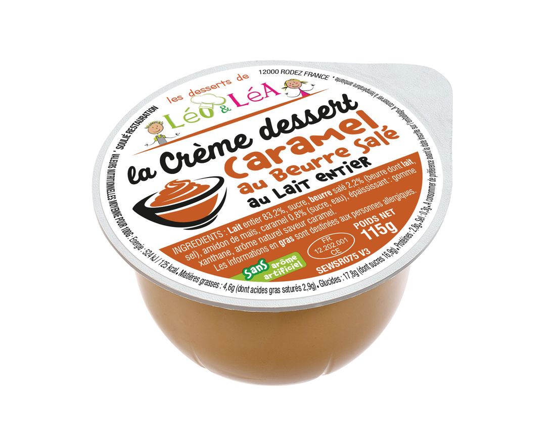 Crèmes dessert saveur caramel au beurre salé au lait entier - SOULIE - Carton de 72 coupelles