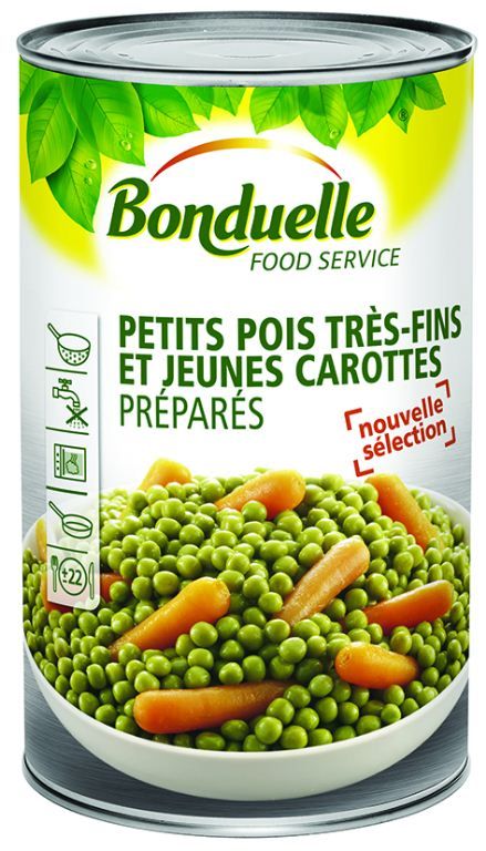 Petits pois très fins et jeunes carottes à l'étuvée - BONDUELLE - Boite 5/1