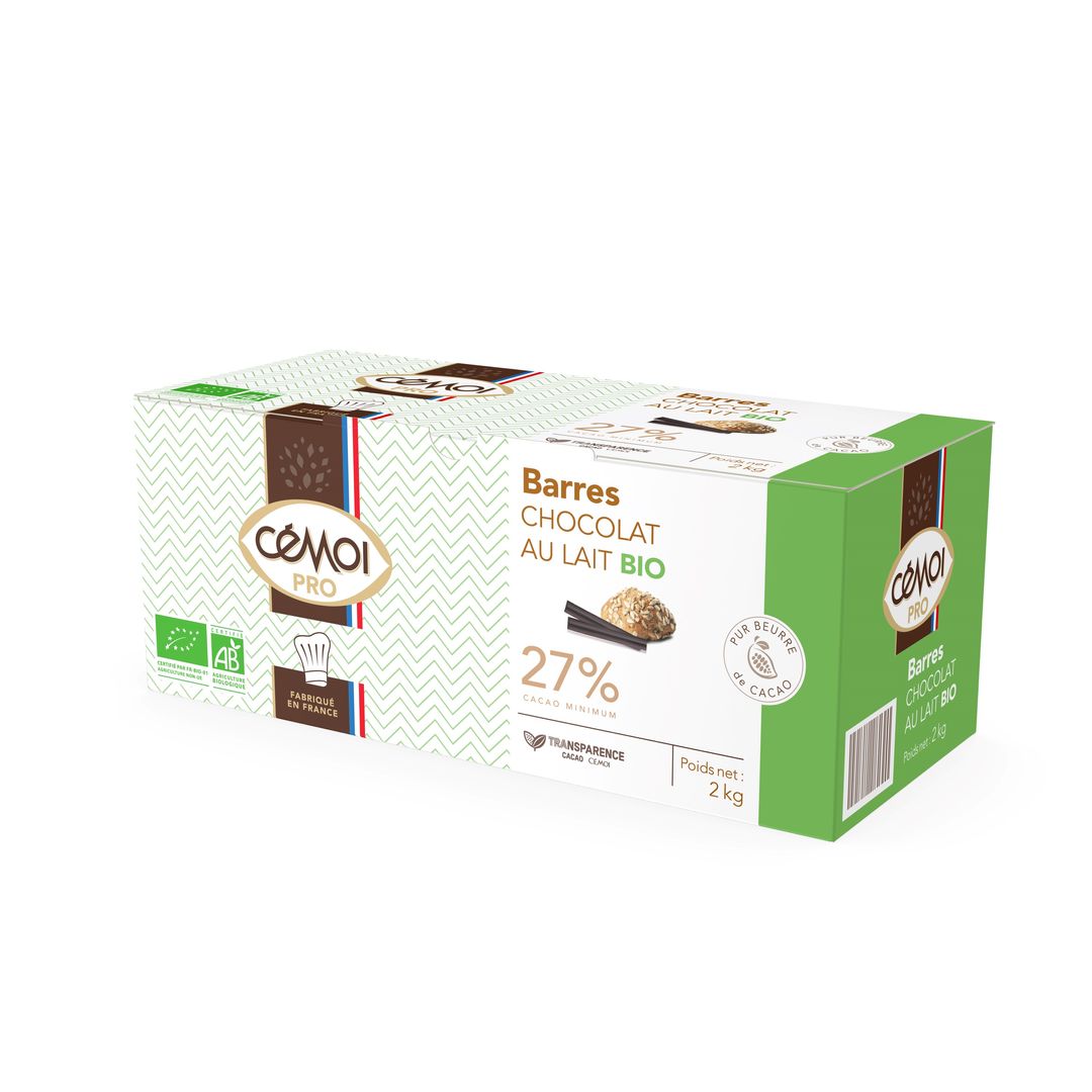 Barre de chocolat au lait Bio - CEMOI - Boite de 200 sachets