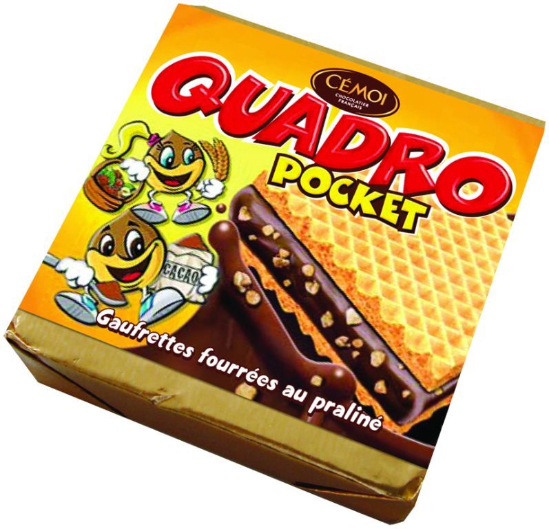 Gaufrettes praliné Quadro - CEMOI - Carton de 200 sachets