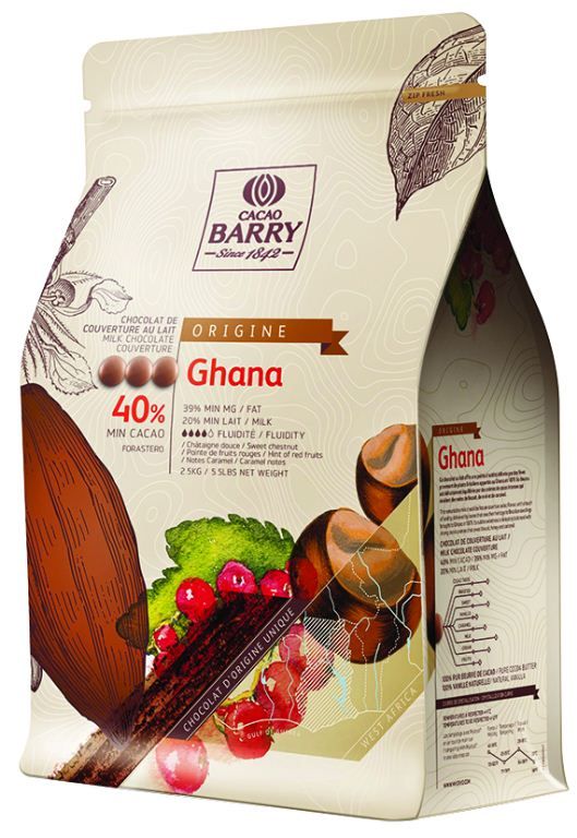 Chocolat au lait 42% en pistoles Ghana - BARRY - Boîte de 2,5 kg