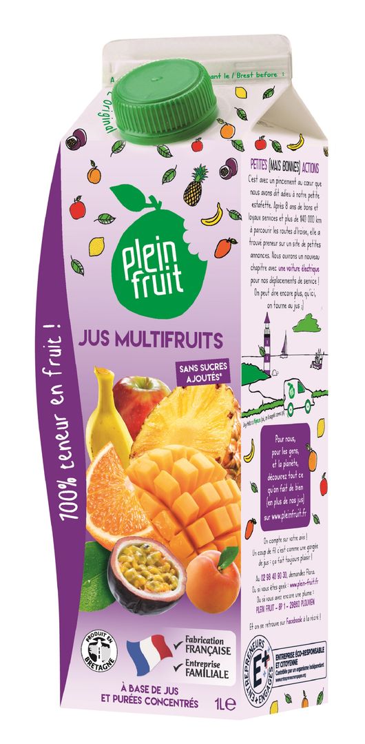Jus multifruits sans sucres ajoutés - PLEIN FRUIT - Carton de 6 briques