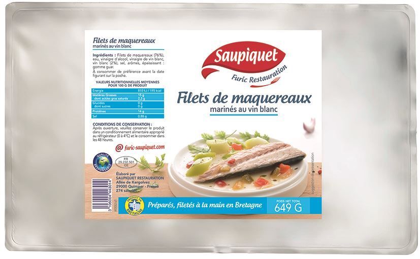 Filets de maquereaux marinés au vin blanc - FURIC - Poche de 649 g