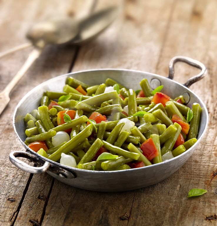 Haricots verts très fins coupés à la tomate et aux oignons - D'AUCY - Boite 5/1