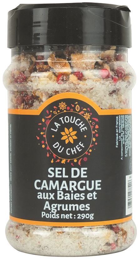 Sel de Camargue aux baies et aux agrumes - LA TOUCHE DU CHEF - Pot de 290 g