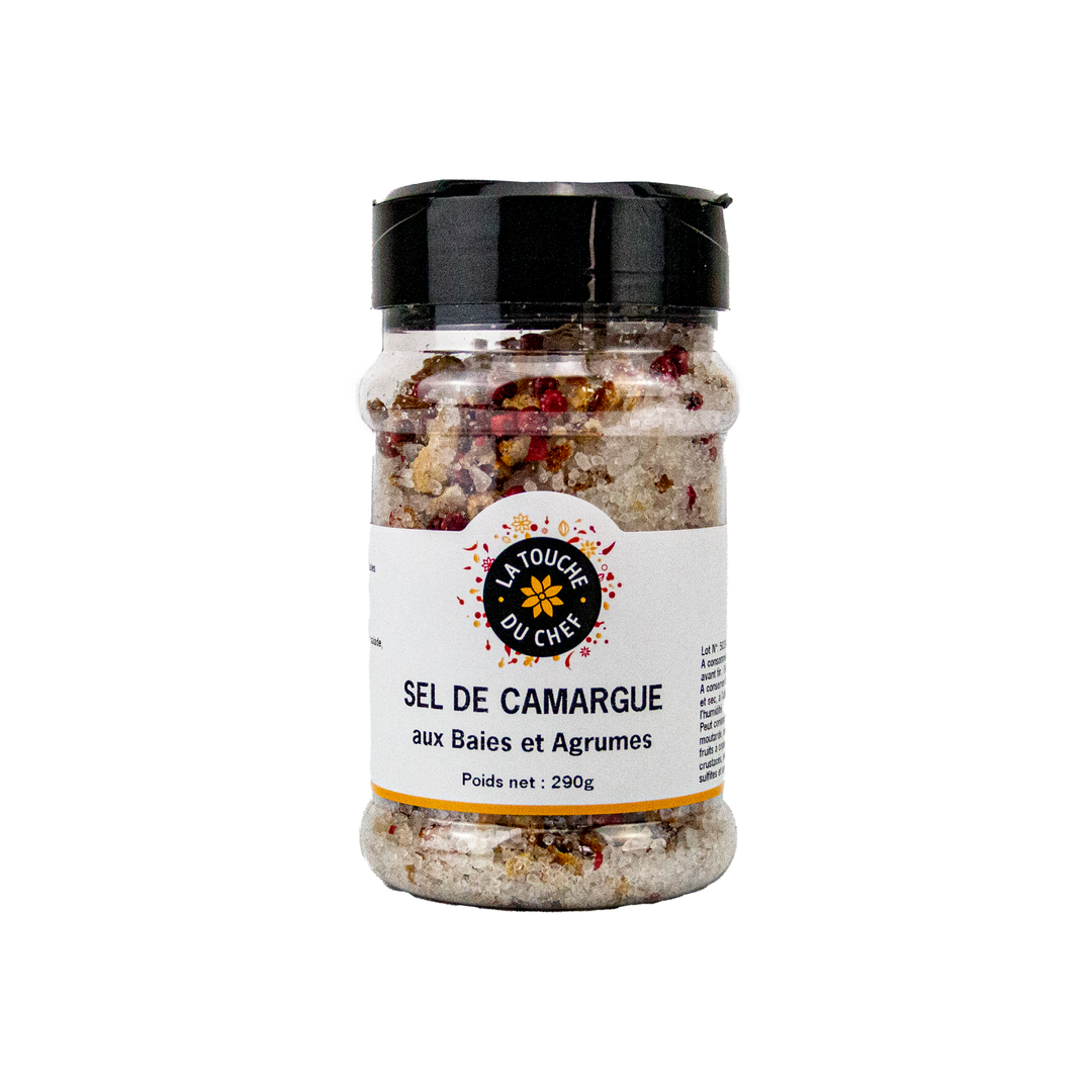 Sel de Camargue aux baies et aux agrumes - LA TOUCHE DU CHEF - Pot de 290 g