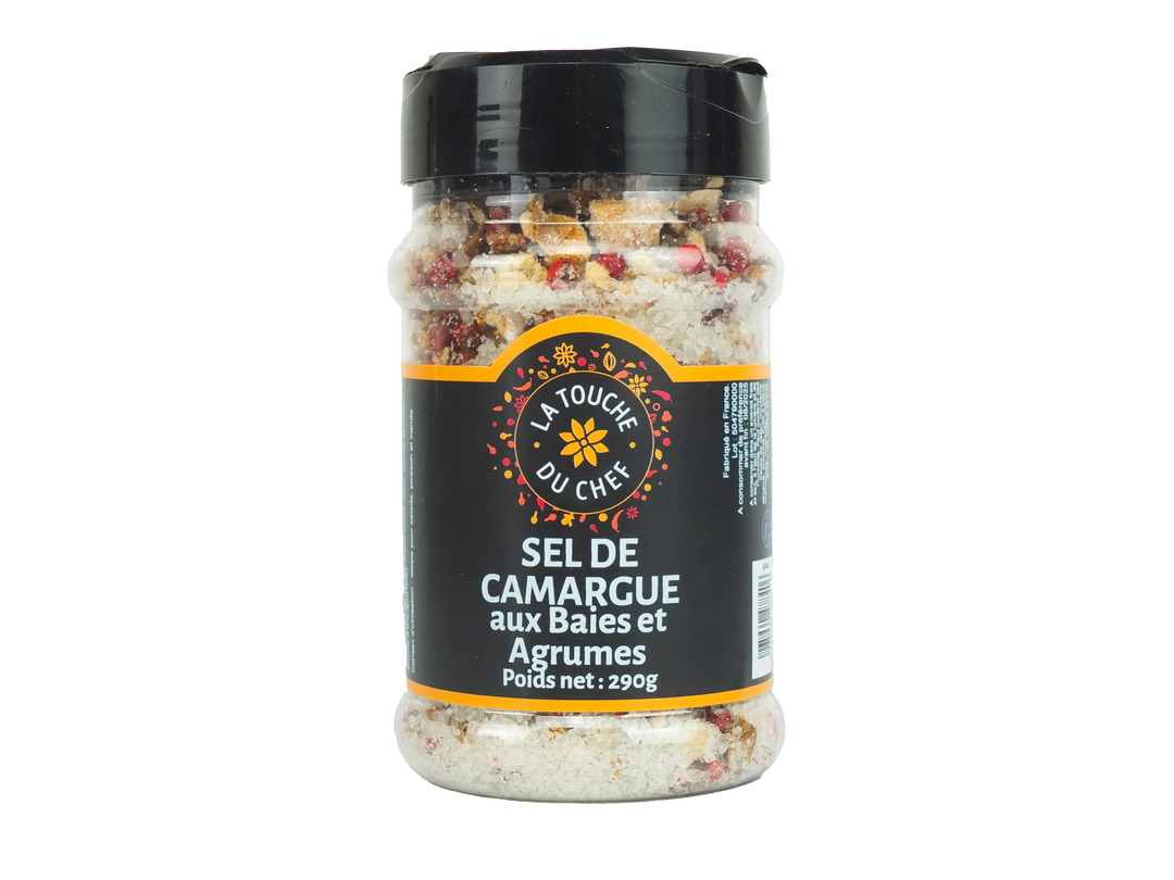 Sel de Camargue aux baies et aux agrumes - LA TOUCHE DU CHEF - Pot de 290 g