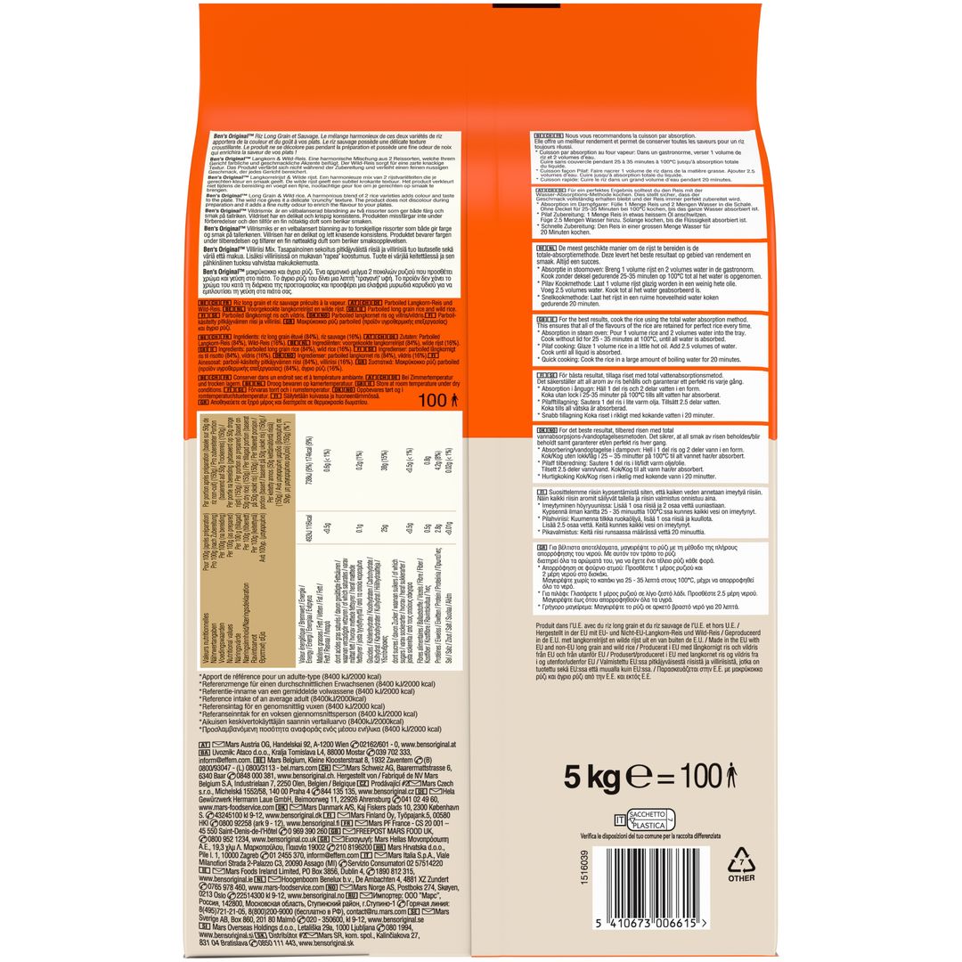 Riz long grain et sauvage - BEN'S ORIGINAL - Sac de 5 kg