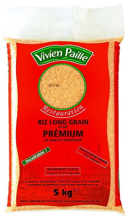 Riz long grain étuvé QS Premium - VIVIEN PAILLE - Sac de 5 kg