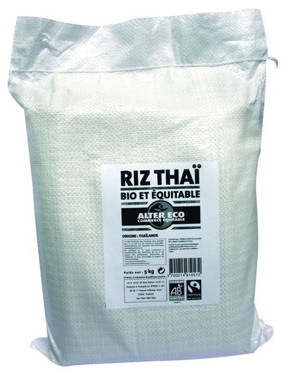 Riz thaï blanc équitable Bio - ALTER ECO - Sac de 5 kg