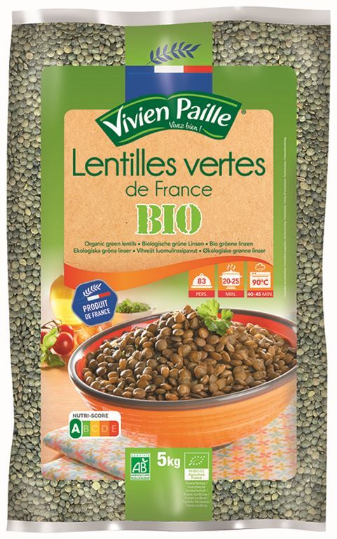 Lentilles vertes Bio - VIVIEN PAILLE - Sac de 5 kg