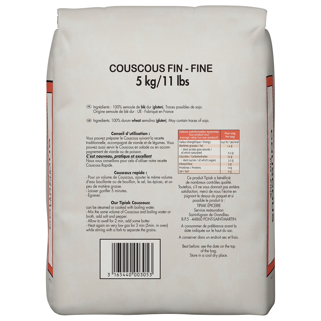 Semoule de couscous fin - TIPIAK® RESTAURATION - Sac de 5 kg