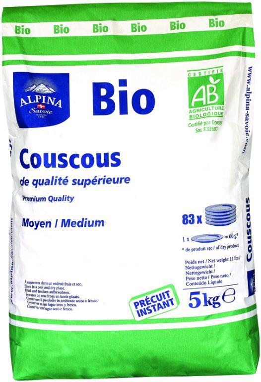 Semoule de couscous moyen QS Bio - ALPINA SAVOIE - Sac de 5 kg