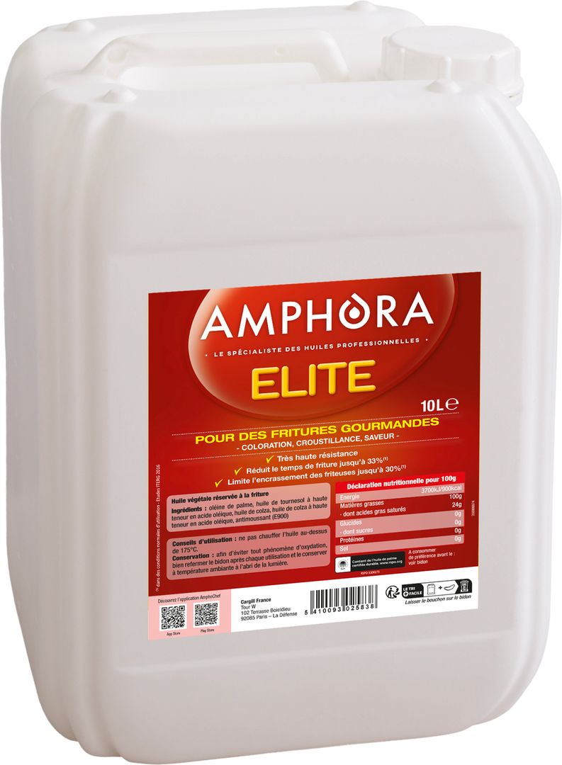 Huile de friture végétale Elite - AMPHORA - Bidon de 10 L