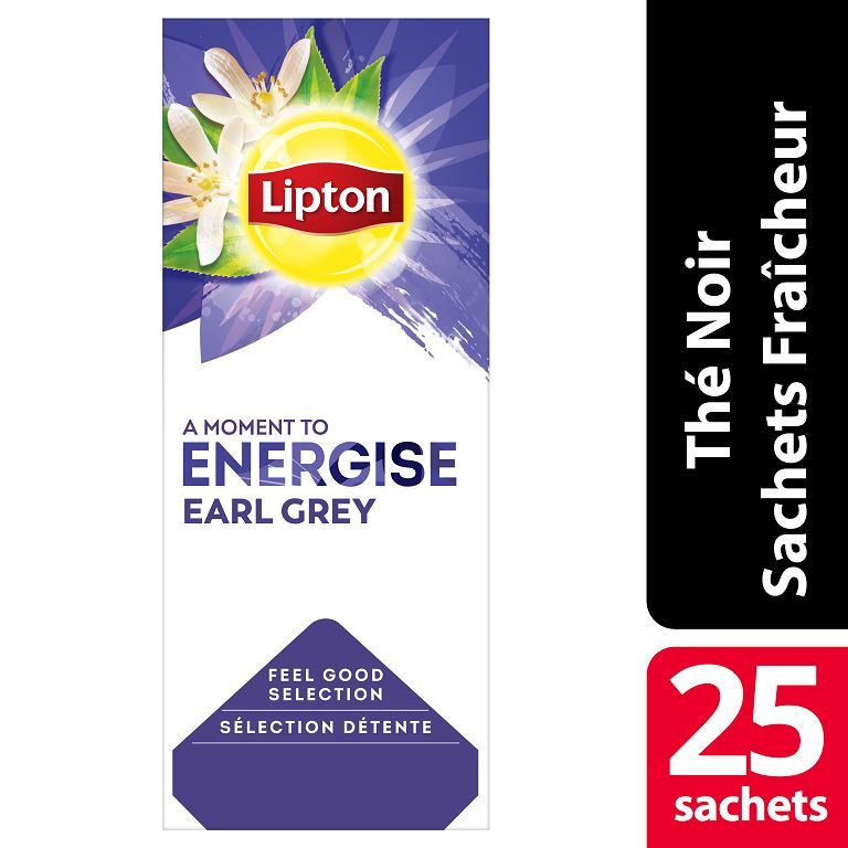 Thé noir Earl Grey - LIPTON - Boite de 100 sachets