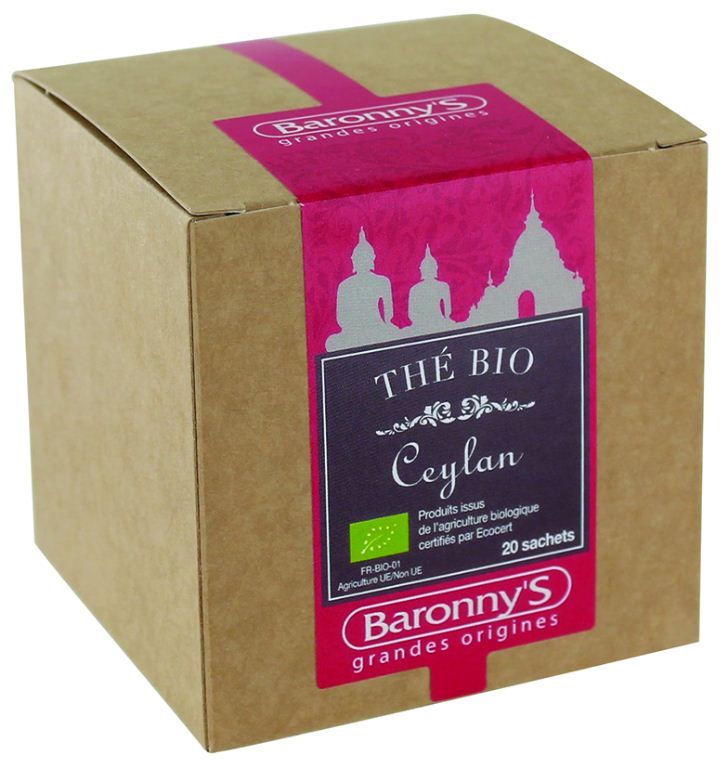 Thé noir Ceylan Bio - BARONNY'S - Boîte de 20 sachets