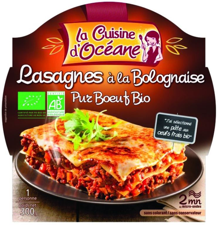 Lasagnes bolognaise Bio - LA CUISINE D'OCEANE - Carton de 11 barquettes