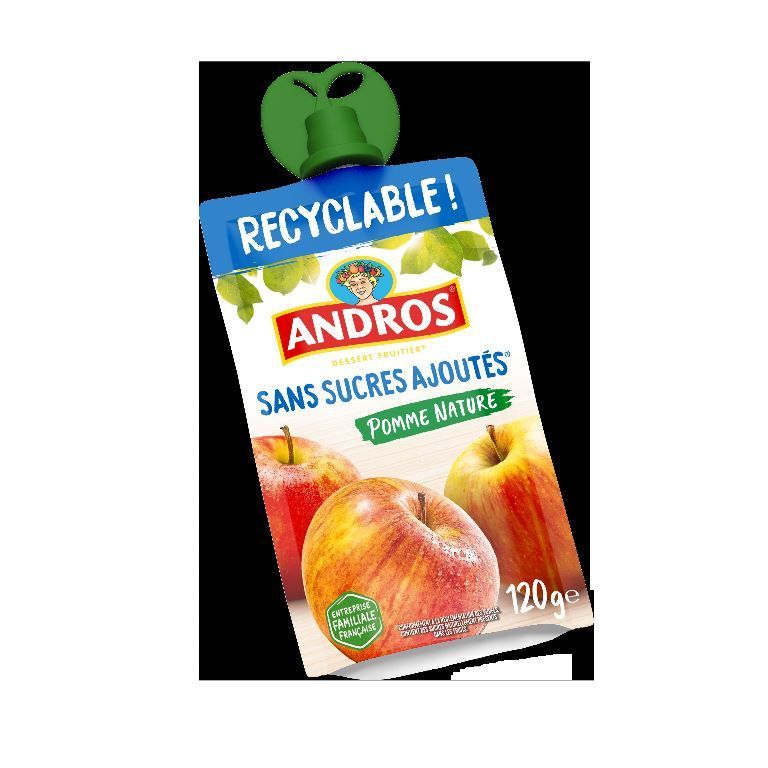 Compote de pommes sans sucres ajoutés - ANDROS - Carton de 20 gourdes