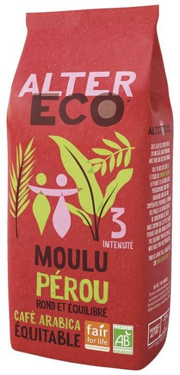 Café moulu 100% arabica Pérou Bio - ALTER ECO - Carton de 12 paquets