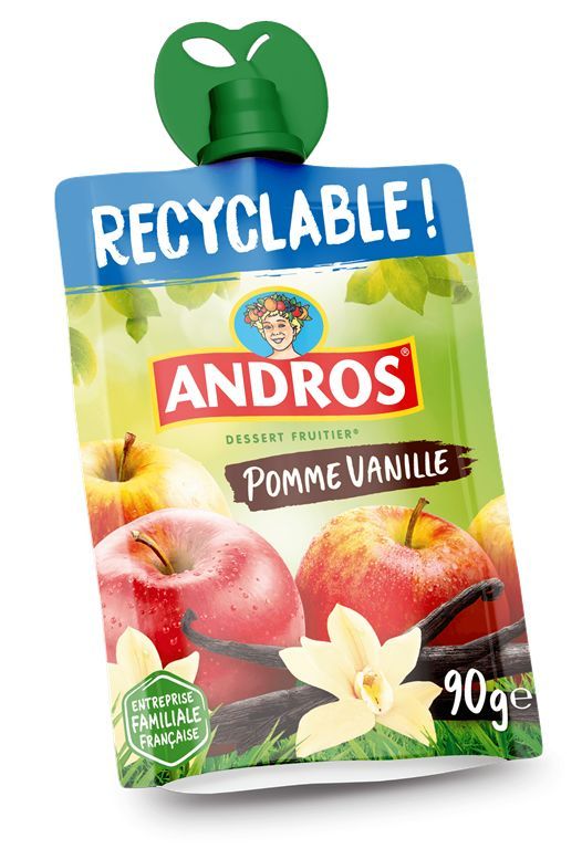 Spécialité de pommes à la vanille - ANDROS - Carton de 24 gourdes