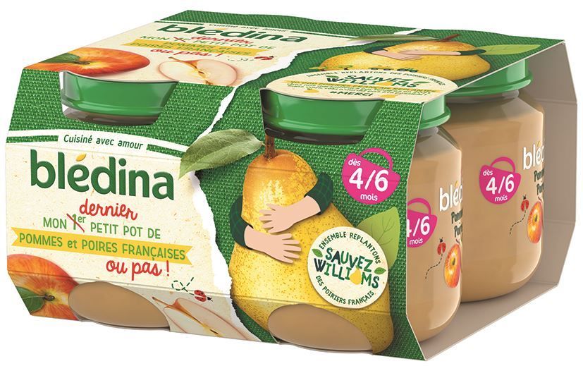 Purée de pommes et de poires dès 4 mois - BLEDINA - Carton de 24 pots