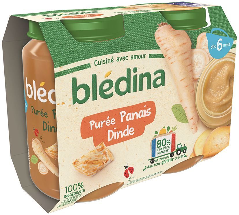 Purée de panais et dinde dès 6 mois - BLEDINA - Carton de 12 pots