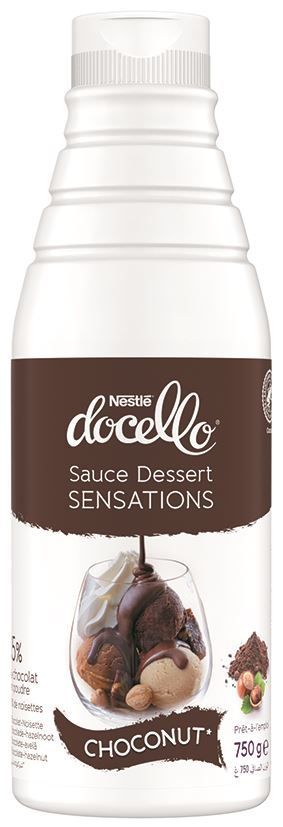 Sauce dessert Sensation saveur chocolat noisette - NESTLE DOCELLO - Bouteille de 750 g