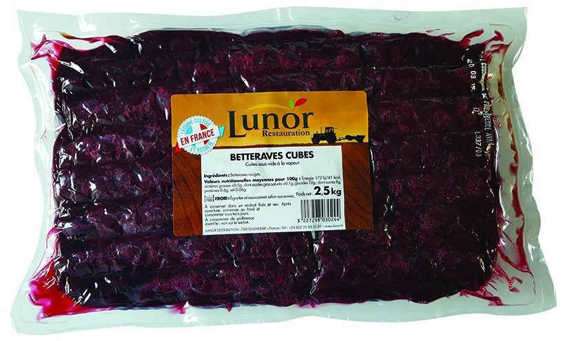 Betteraves rouges en cubes CE2 - LUNOR - Carton de 10 kg