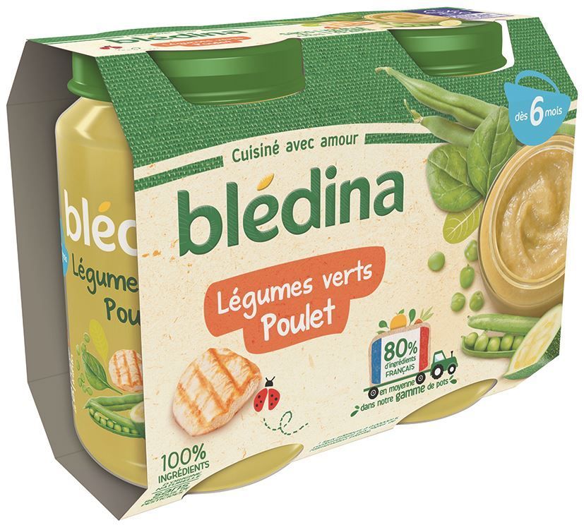 Purée de légumes verts et poulet dès 6 mois - BLEDINA - Carton de 12 pots