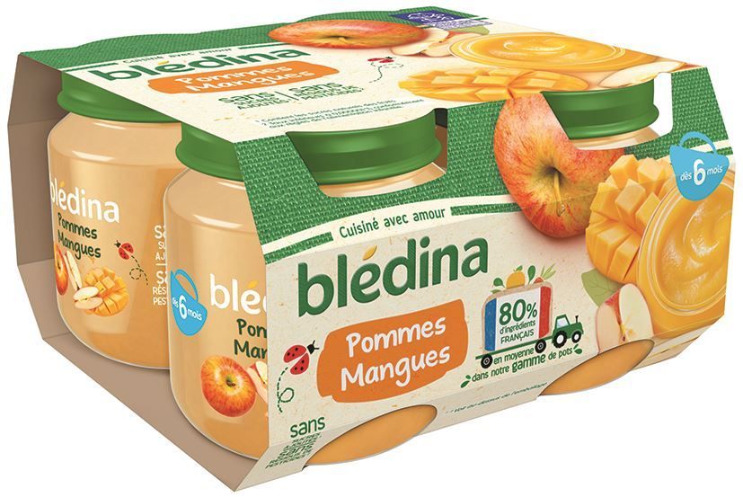 Purée de pommes et mangues dès 6 mois - BLEDINA - Carton de 24 pots