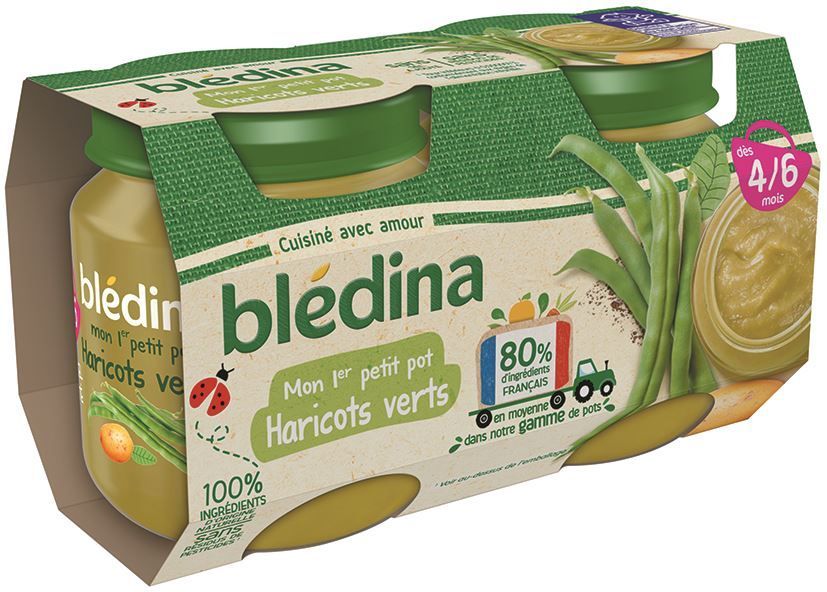 Purée de haricots verts dès 4/6 mois - BLEDINA - Carton de 24 pots