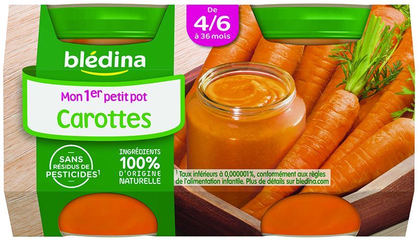 Purée de carottes dès 4/6 mois - BLEDINA - Carton de 24 pots