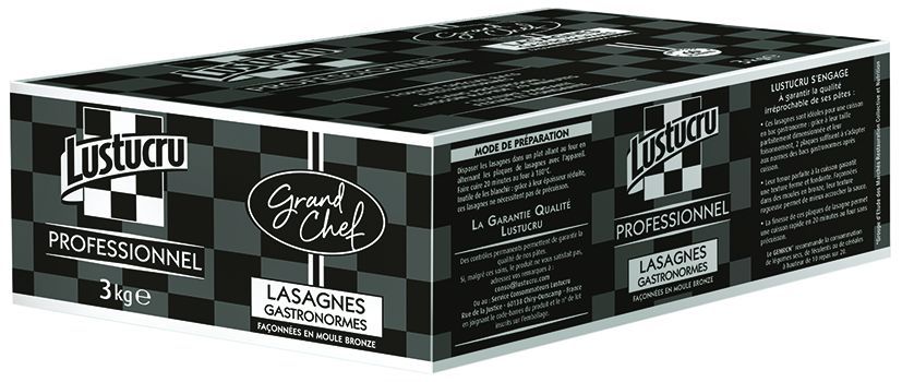 Lasagnes gastronormes Grand Chef - LUSTUCRU GD CHEF - Carton de 3 kg