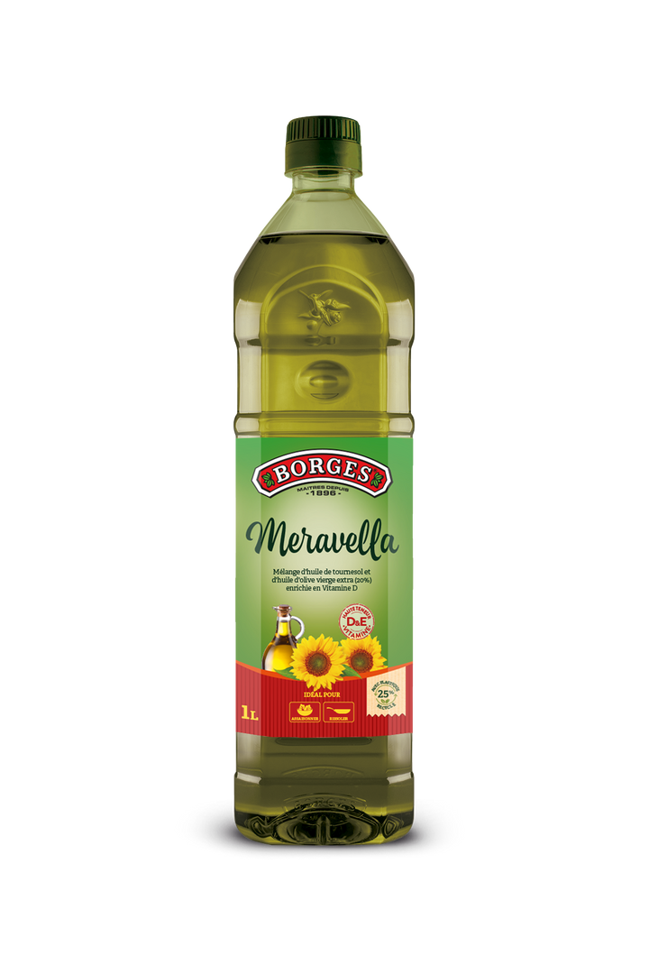 Huile de tournesol et d'olive vierge extra - BORGES MERAVELLA - Bouteille de 1 L