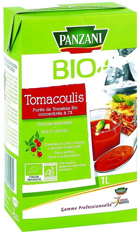 Purée de tomates concentrées Bio Tomacoulis - PANZANI SOLUTIONS - Brique de 1 L