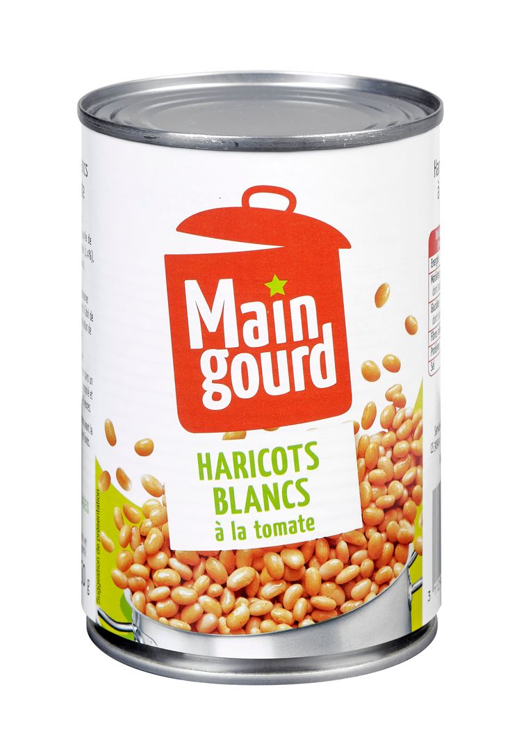 Haricots blancs à la tomate - MAINGOURD - Boite 1/2