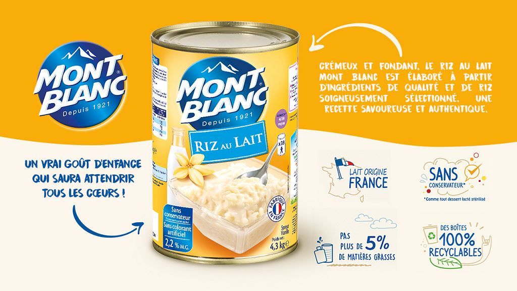 Riz au lait à la vanille - MONT BLANC - Boite 5/1