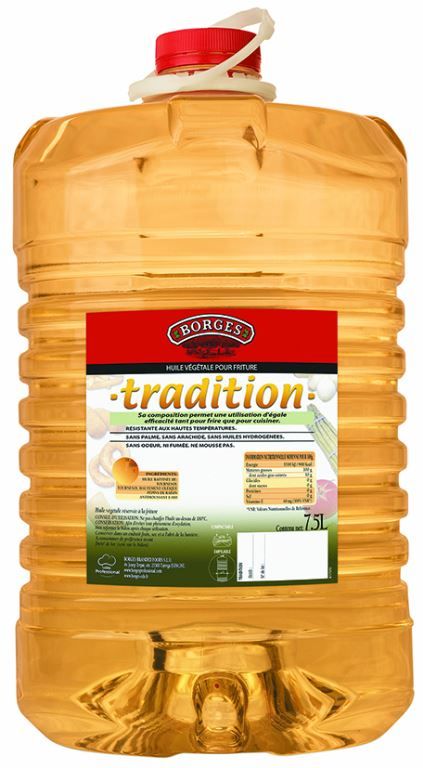 Huile de friture végétale Tradition - BORGES - Carton de 2 bidons