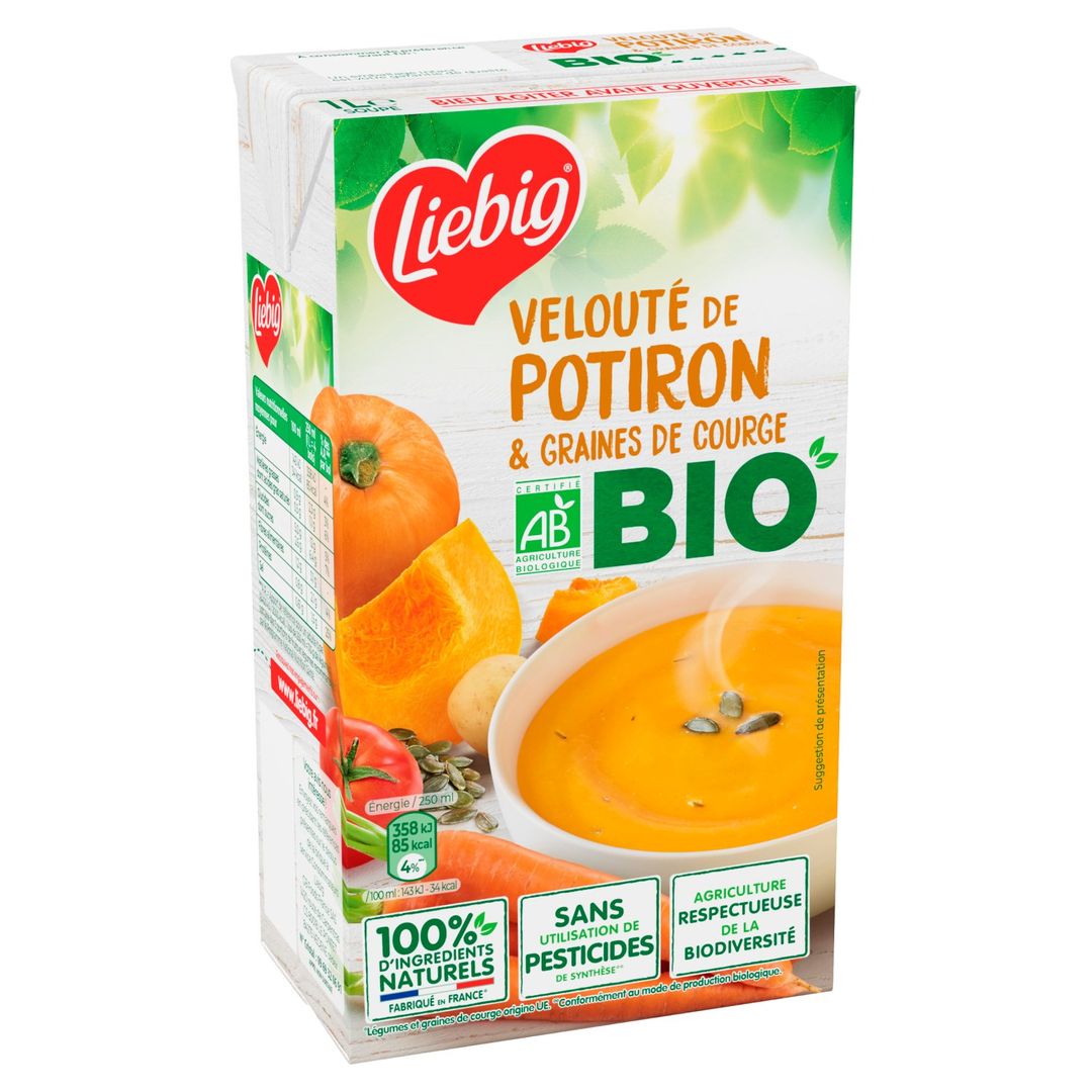 Velouté de potiron et graines de courge Bio - LIEBIG - Carton de 8 briques