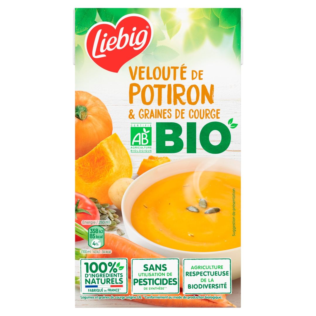 Velouté de potiron et graines de courge Bio - LIEBIG - Carton de 8 briques