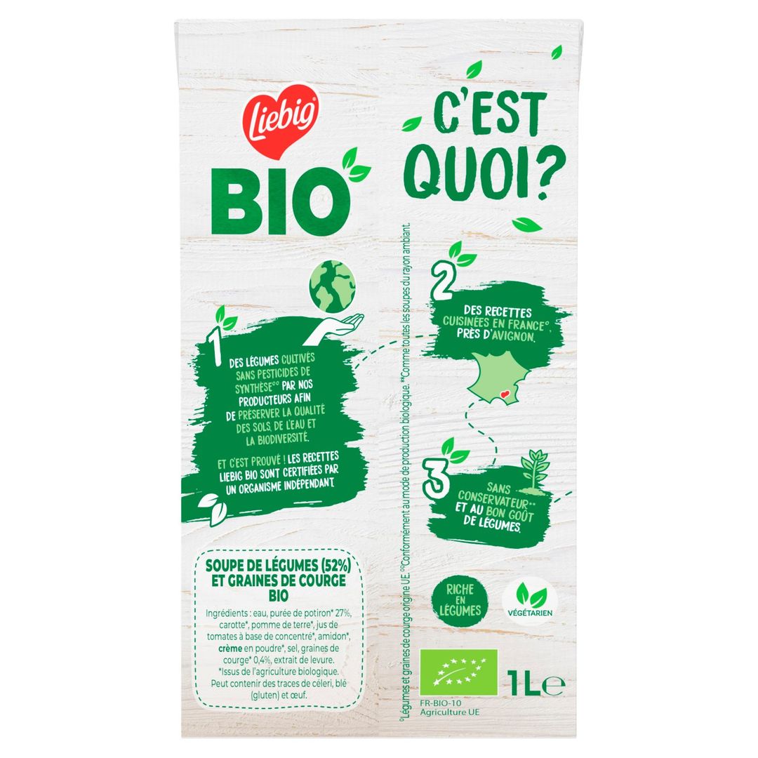 Velouté de potiron et graines de courge Bio - LIEBIG - Carton de 8 briques