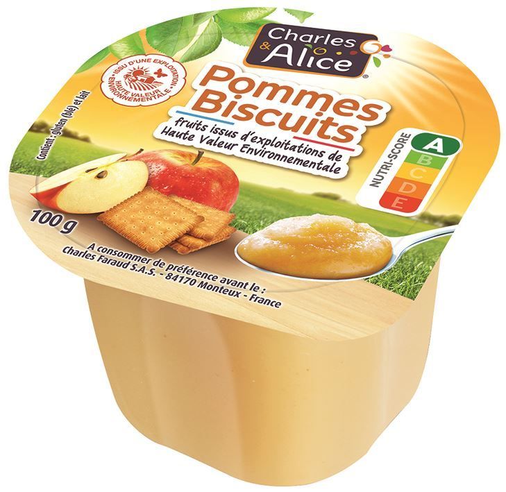 Spécialité pommes biscuits HVE - CHARLES ET ALICE - Carton de 120 coupelles