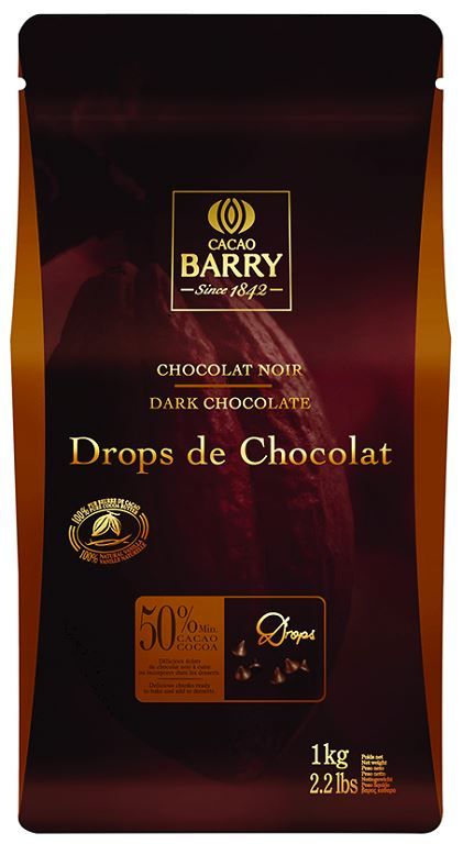 Chocolat noir 50% en pistoles - BARRY - Sachet de 1 kg