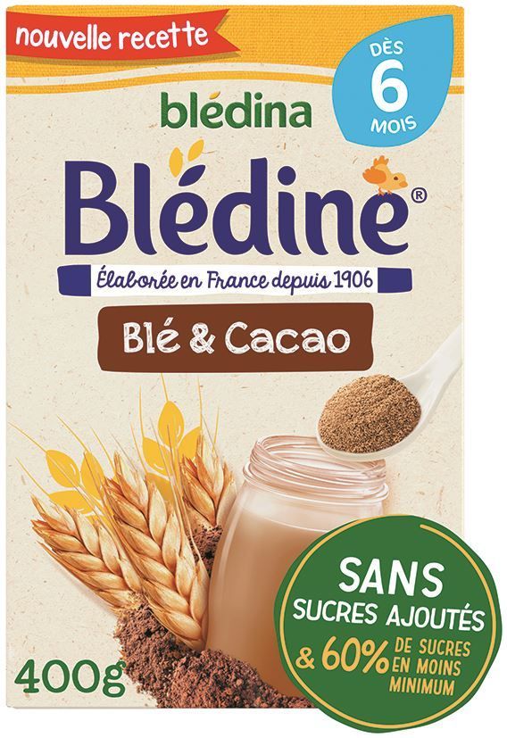 Blédine saveur chocolat dès 6 mois - BLEDINA - Boite de 400 g