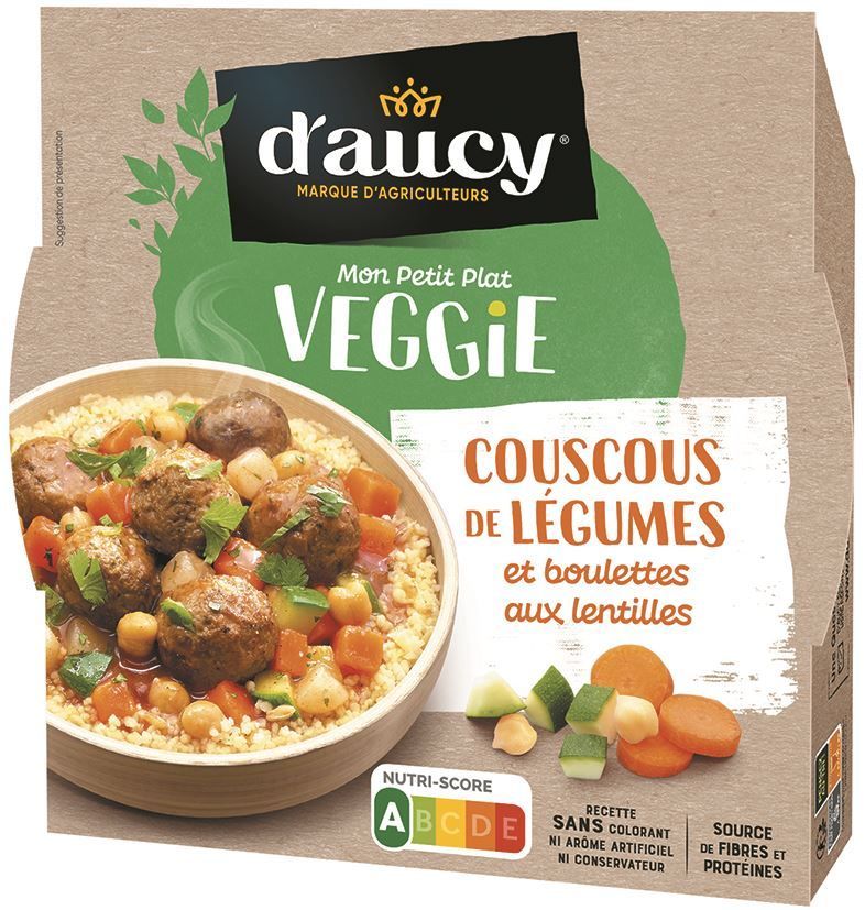 Couscous et boulettes de lentilles corail aux légumes - D'AUCY - Carton de 8 barquettes