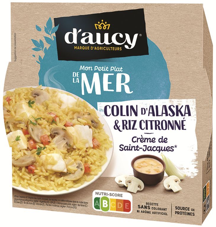 Colin d'Alaska à la crème de Saint-Jacques et riz citronné - D'AUCY - Carton de 8 barquettes