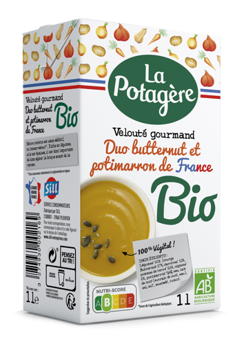 Velouté gourmand Butternut et Potimarron Bio - LA POTAGERE - Carton de 6 briques