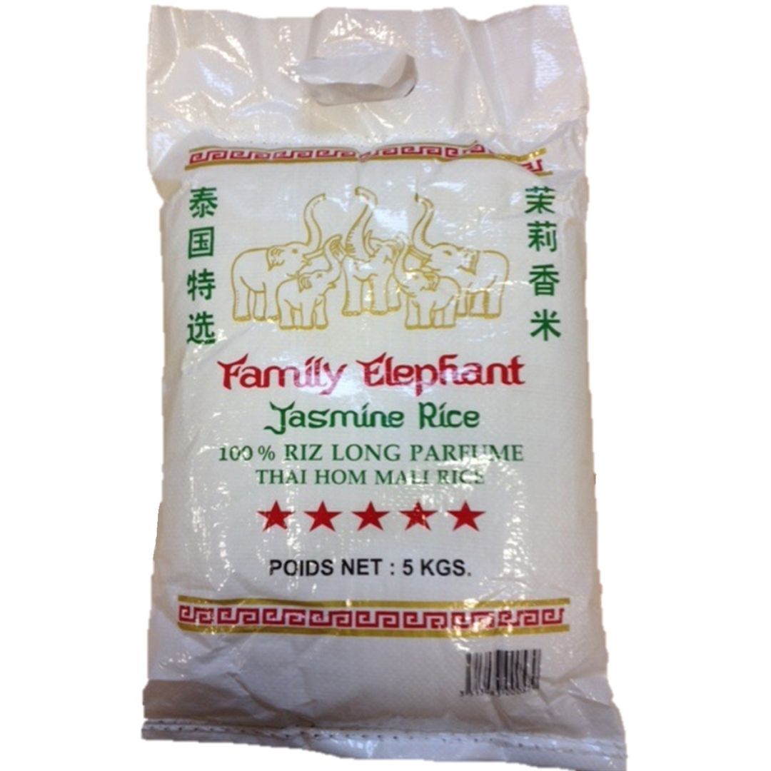 Riz long parfumé jasmin - FAMILY ELEPHAN OR - Sac de 5 kg