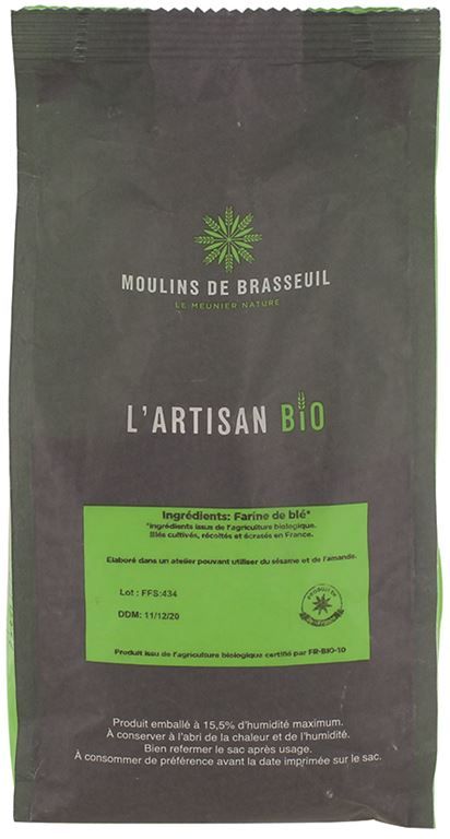 Farine type 65 Bio - MOULIN BRASSEUIL      LOCAL 78 - Paquet de 1 kg