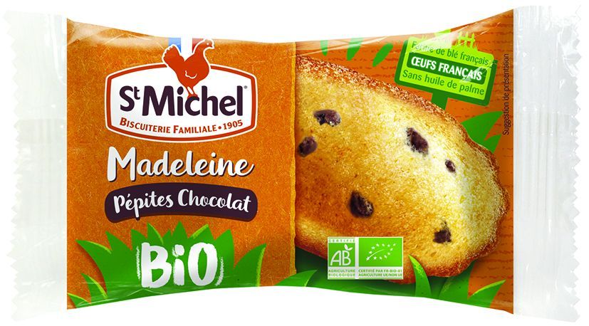 Madeleine aux pépites de chocolat bio - ST MICHEL - Carton de 100 sachets